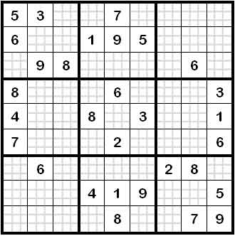 Sudoku Schema mit Negativraster